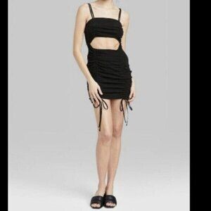 Women's Sleeveless Cut Out Ruched Front Bodycon Dress